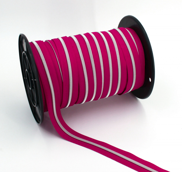 Endlosreißverschluss metallisiert fuchsia/ silber (1m)